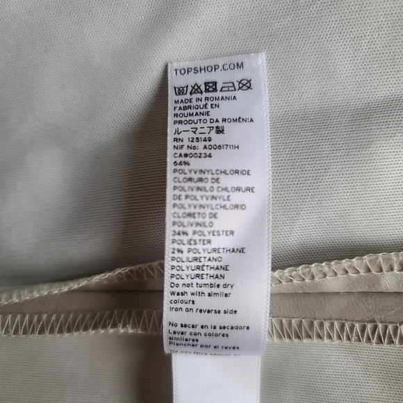 Topshop Faux Leather Midi Skirt Size 12 Grey Elastic Waist - Picture 5 of 6